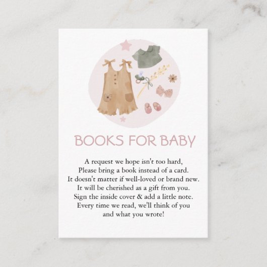 Leuke Eenvoudige Babykleding Roze Boeken voor Baby Informatiekaartje (Voorkant)