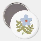 Leuke eenvoudige blauwe bloem magneet (Voorkant / Achterkant)