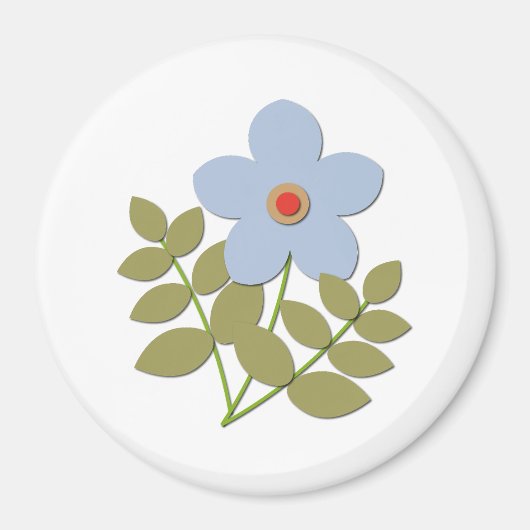 Leuke eenvoudige blauwe bloem magneet (Voorkant)