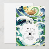 Leuke eenvoudige blauwe oceaan golven verjaardag kaart (Voorkant / Achterkant)