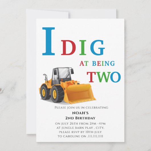 Leuke eenvoudige constructie thema jongens partij kaart (Voorkant)