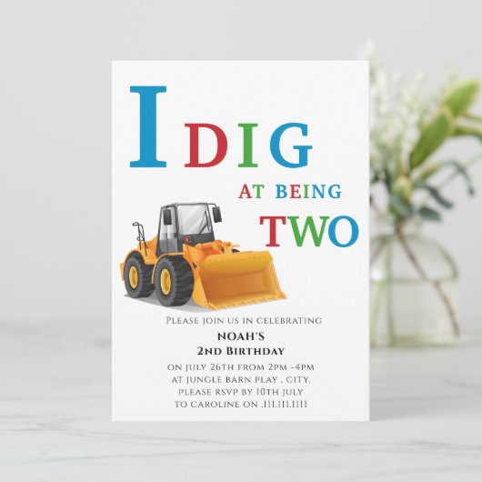 Leuke eenvoudige constructie thema jongens partij kaart (Staand voorkant)