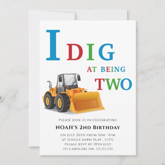 Leuke eenvoudige constructie thema jongens partij kaart (Voorkant)