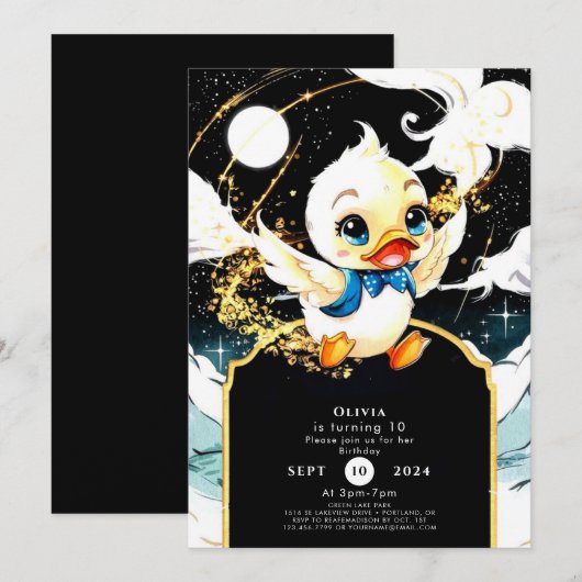 Leuke eenvoudige eend verjaardag kaart (Voorkant / Achterkant)