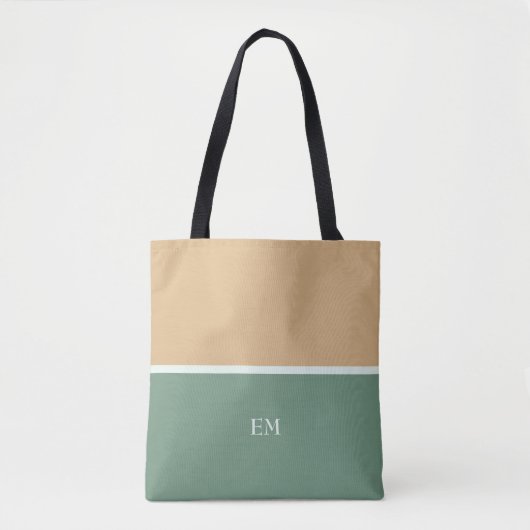 Leuke Eenvoudige Groene Monogram Initialen Tote Bag (Voorkant)