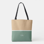 Leuke Eenvoudige Groene Monogram Initialen Tote Bag (Achterkant)