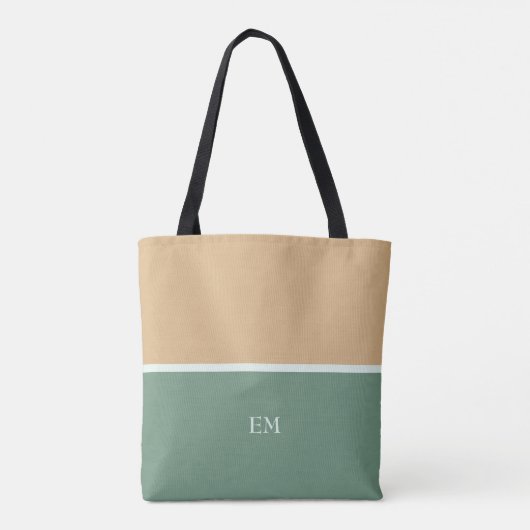 Leuke Eenvoudige Groene Monogram Initialen Tote Bag (Achterkant)