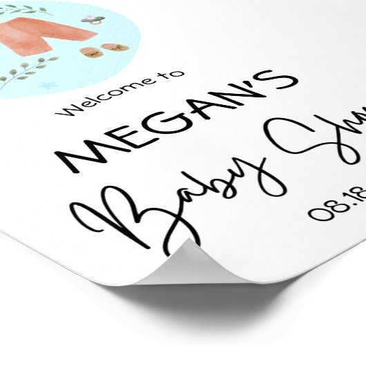 Leuke Eenvoudige Kleding Blauw Baby shower Welkom Poster (Hoek)
