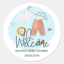 Leuke Eenvoudige Kleding Blauw Baby shower Welkom