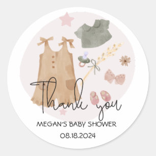 Leuke eenvoudige kleding roze Baby shower dank u Ronde Sticker