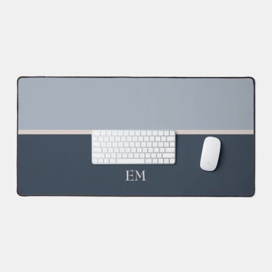 Leuke Eenvoudige Moderne Initialen Monogram Blauw Bureaumat (Keyboard & Muis)