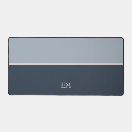 Leuke Eenvoudige Moderne Initialen Monogram Blauw Bureaumat (Voorkant)