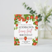 Leuke Eenvoudige Rode Blauwe Berry Sweet 1e Verjaa Briefkaart (Staand voorkant)