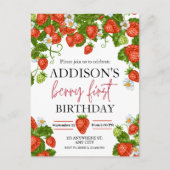 Leuke Eenvoudige Rode Blauwe Berry Sweet 1e Verjaa Briefkaart (Voorkant)