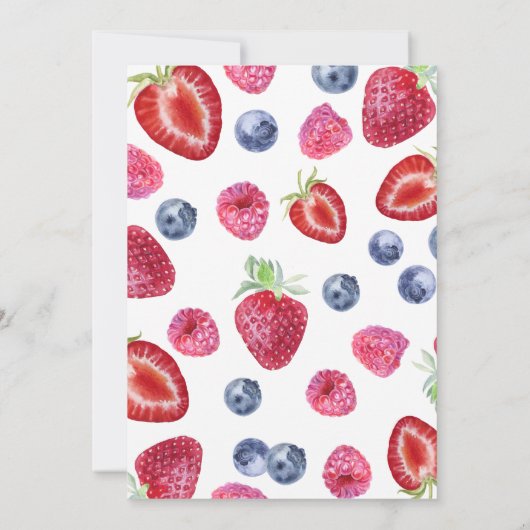 Leuke Eenvoudige Rode Blauwe Berry Sweet 1e Verjaa Kaart (Achterkant)