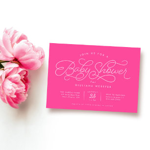 Leuke eenvoudige roze baby shower kaart