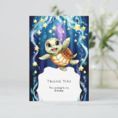 Leuke Eenvoudige Verjaardag van Schildpad voor Kin Bedankkaart (Staand voorkant)