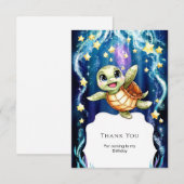 Leuke Eenvoudige Verjaardag van Schildpad voor Kin Bedankkaart (Voorkant / Achterkant)