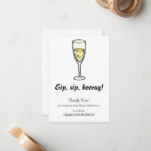 Leuke & eenvoudige Vrijgezellenfeest Host Dank u Notitiekaartje (Voorkant / Achterkant in situ)