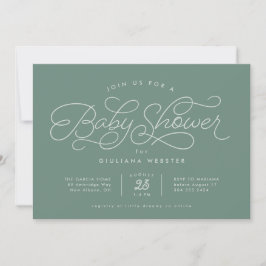 Leuke eenvoudige zachte saliegroene babyshower kaart