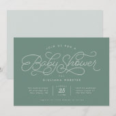 Leuke eenvoudige zachte saliegroene babyshower kaart (Voorkant / Achterkant)