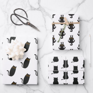 Leuke eenvoudige zwarte kat inpakpapier