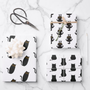 Leuke eenvoudige zwarte kat inpakpapier vel