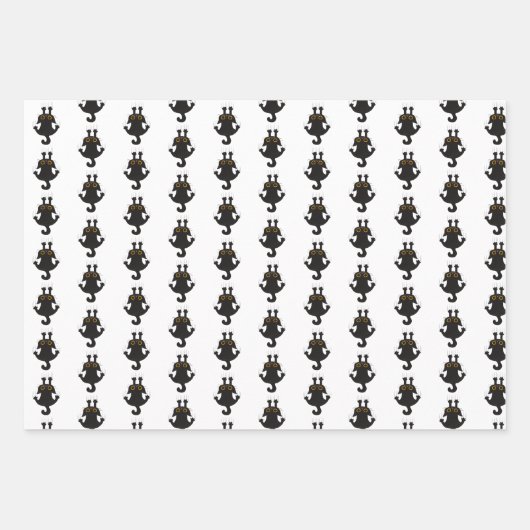 Leuke Eenvoudige Zwarte Kat Inpakpapier Vel (Voorkant 3)