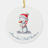 Leuke eerste Kerstmis Sneeuwman Keramisch Ornament (Voorkant)