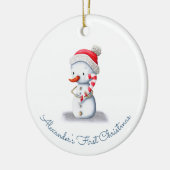 Leuke eerste Kerstmis Sneeuwman Keramisch Ornament (Links)