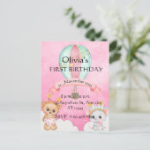 Leuke eerste verjaardagsuitnodiging  briefkaart (Staand voorkant)