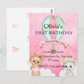 Leuke eerste verjaardagsuitnodiging  briefkaart (Voorkant / Achterkant)