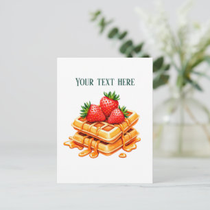 Leuke eetgelegenheid met aardbeiwafels aanpasbaar briefkaart
