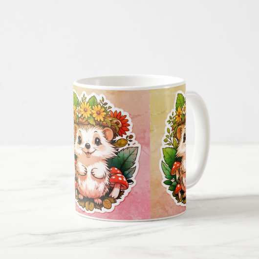 Leuke egel bloemenmok koffiemok (Voorkant rechts)