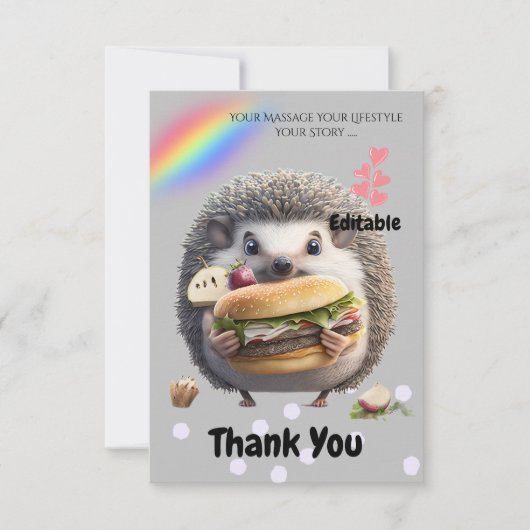 Leuke egel burger bedankkaart (Voorkant)