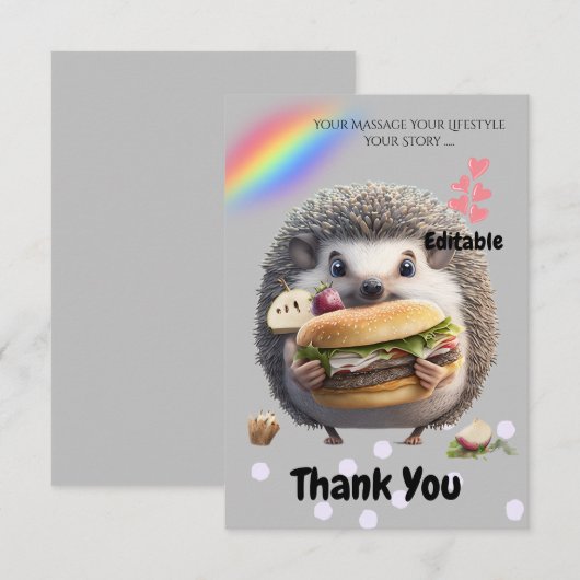 Leuke egel burger bedankkaart (Voorkant / Achterkant)