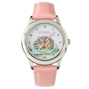 Leuke egel Dier Girly Kinder Roze Horloge