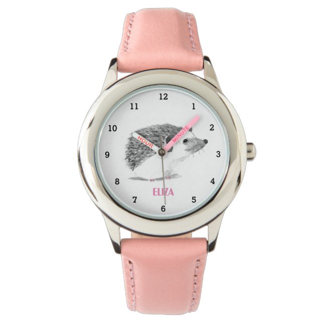 Leuke egel wilde dieren Kinder Waterverf Horloge (Voorkant)