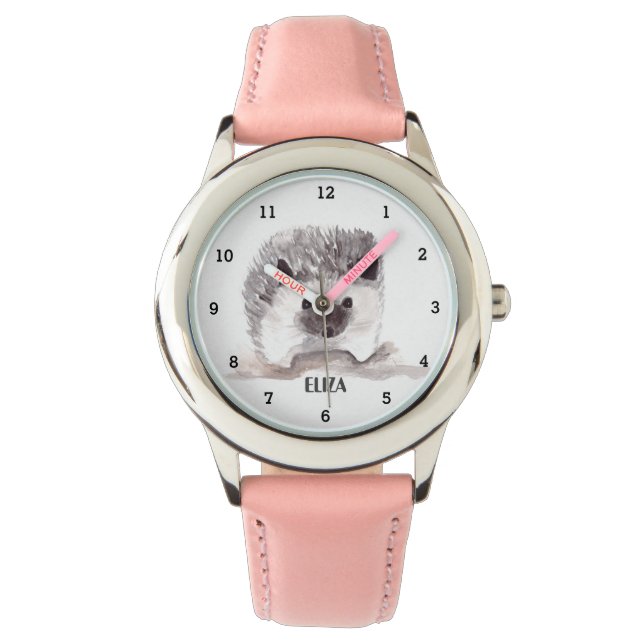 Leuke egel wilde dieren Kinder Waterverf Horloge (Voorkant)