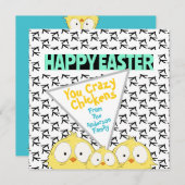 Leuke eigenzinnige "Happy Easter You Crazy Chicken Feestdagenkaart (Voorkant / Achterkant)
