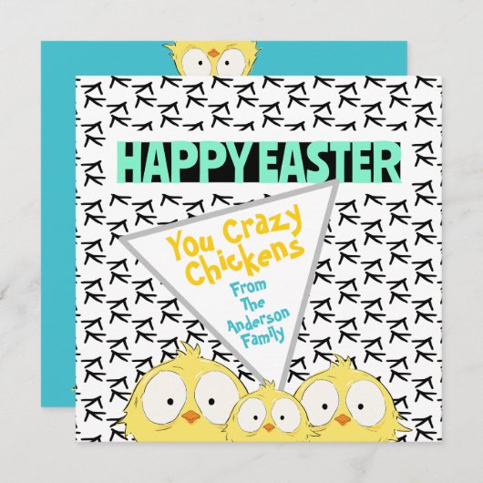 Leuke eigenzinnige "Happy Easter You Crazy Chicken Feestdagenkaart (Voorkant / Achterkant)