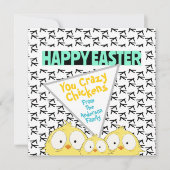 Leuke eigenzinnige "Happy Easter You Crazy Chicken Feestdagenkaart (Voorkant)