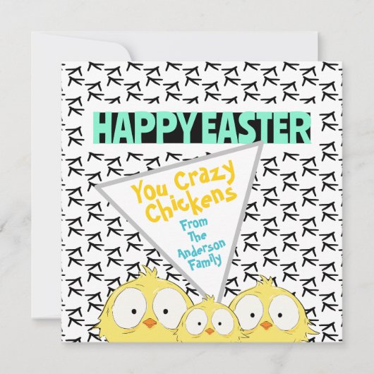 Leuke eigenzinnige "Happy Easter You Crazy Chicken Feestdagenkaart (Voorkant)