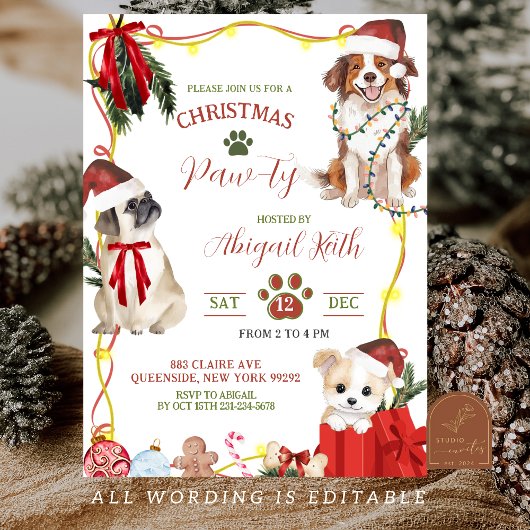 Leuke eigenzinnige hond Kerst Pawty Kaart