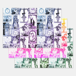 Leuke eigenzinnige kleurrijke  Tarot Kaart Inpakpapier Vel