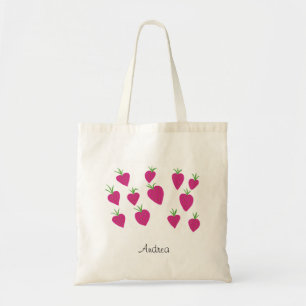 Leuke  eigenzinnige roze aardbeien tote bag