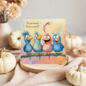 Leuke eigenzinnige vogels Happy Birthday Flat Squa Notitiekaartje