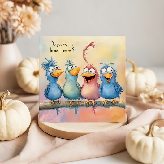 Leuke eigenzinnige vogels Happy Birthday Flat Squa Notitiekaartje