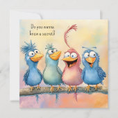 Leuke eigenzinnige vogels Happy Birthday Flat Squa Notitiekaartje (Voorkant)