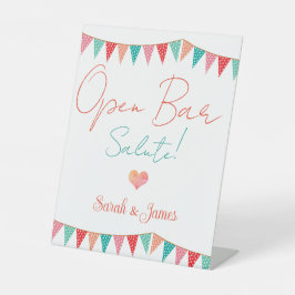 Leuke elegante bruiloft open bar nummers reclamebord met voetstuk